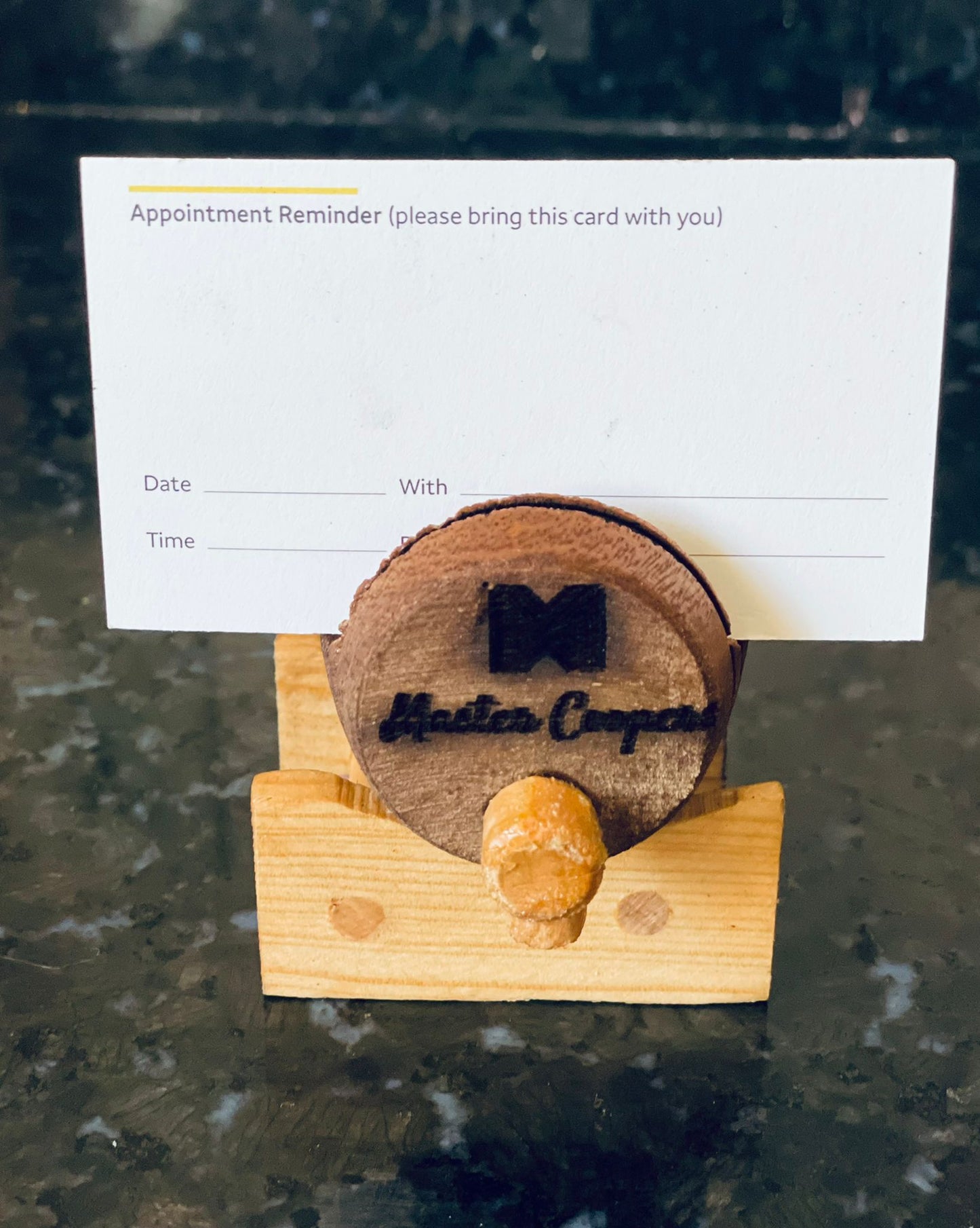 Mini Oak Barrel Card Holder