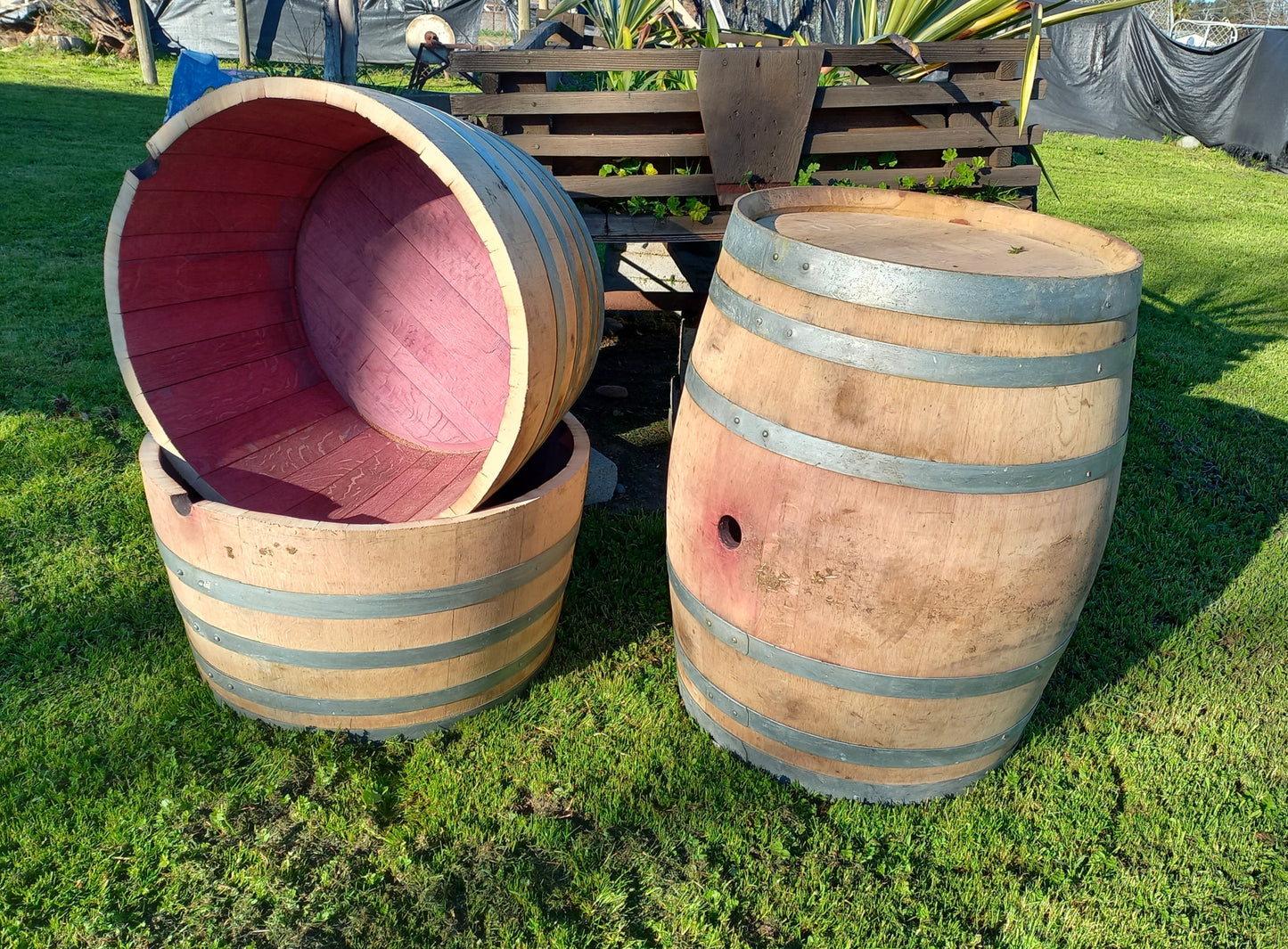 Half or Whole barrel / Ex wine oak barrels / 53 gallon barrel for decoration project