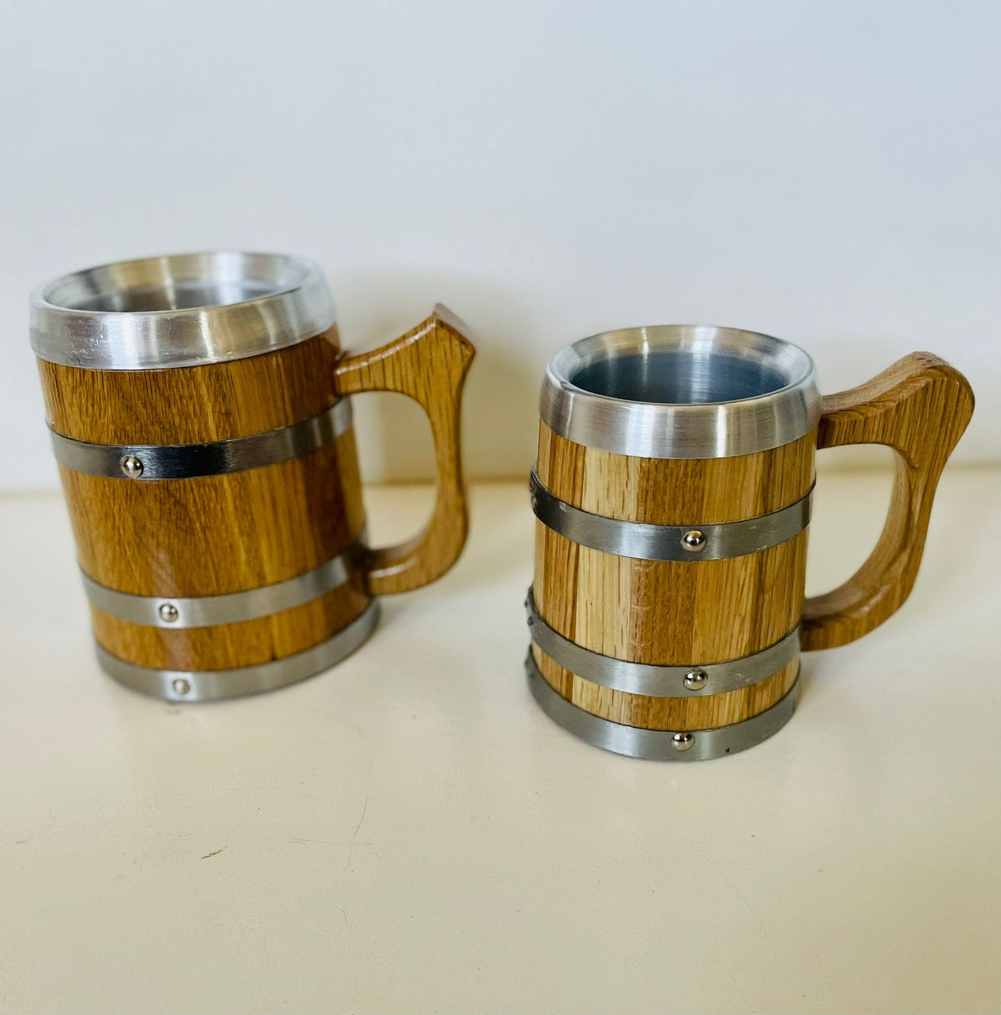 Viking-Style Oak Beer Mug – Custom Handcrafted Wood Tankard – Unique Gift for Beer Lovers